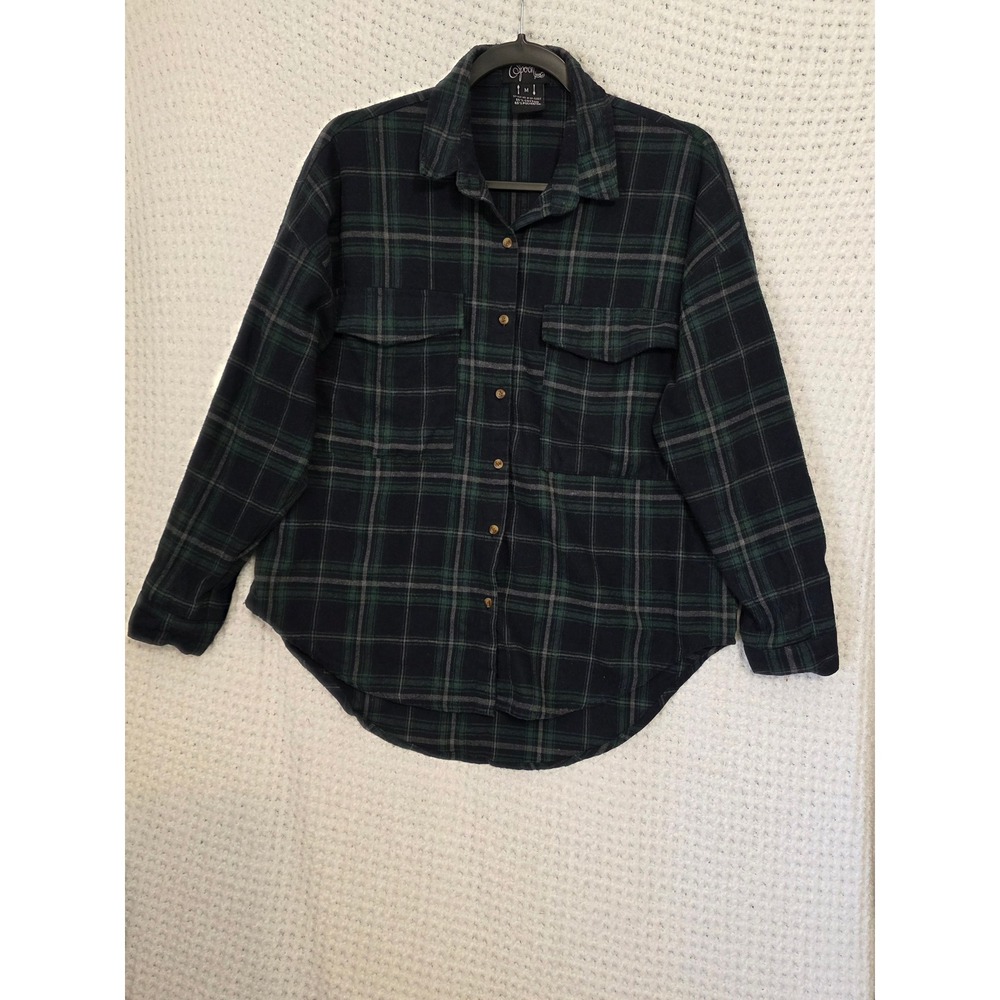 Spoon Jeans Plaid Flannel Shirt Button Up‎ Long Sleeve Casual Top Size M